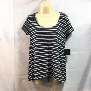 Cynthia Rowley Womens Top Shirt Size Medium Striped Scoop Neckline Black NWT